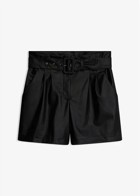 Lederimitat-Shorts mit G&uuml;rtel, bonprix