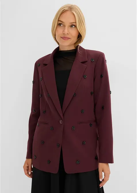 Blazer oversize &agrave; d&eacute;tail bijou, bonprix