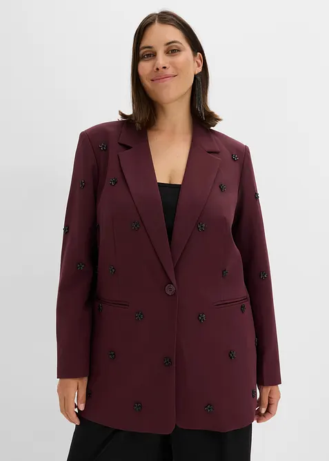 Blazer oversize &agrave; d&eacute;tail bijou, bonprix
