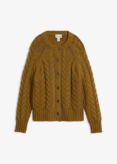 Gilet en maille de m&eacute;rinos &agrave; motif torsad&eacute;, bonprix