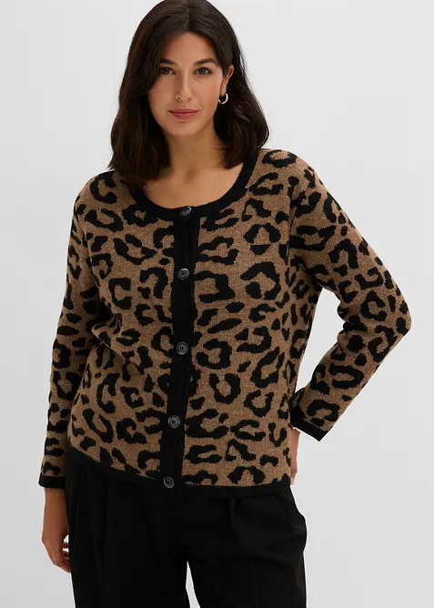 Gilet en maille &agrave; motif jacquard, bonprix