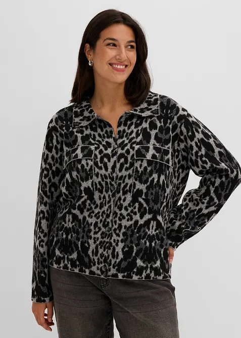 Gilet en maille &agrave; motif jacquard, bonprix