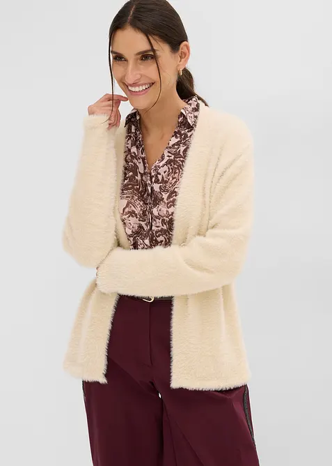 Strickjacke aus Federgarn, bonprix