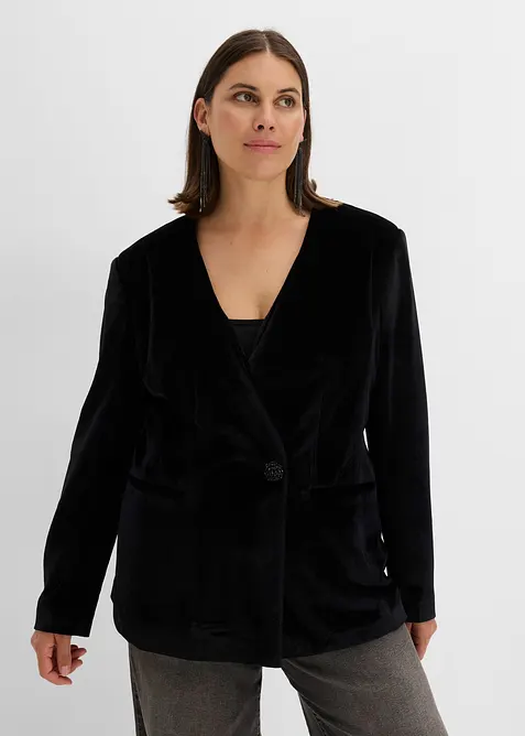 Blazer aus Samt mit Glitzer-Knopf, bonprix
