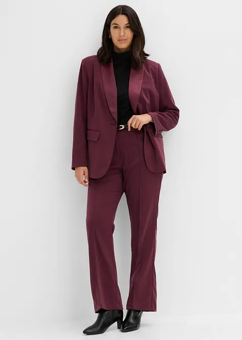 Tailleur pantalon (2 pces) avec empi&egrave;cement satin, bonprix