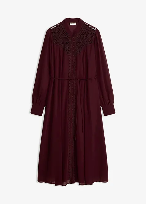 Chiffonkleid mit aufwendigem Spitzenbesatz, bonprix