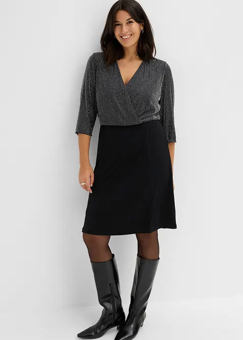 Jerseykleid mit Glitzereinsatz, bonprix
