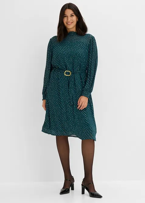 Chiffonkleid mit elegantem G&uuml;rtel, bonprix
