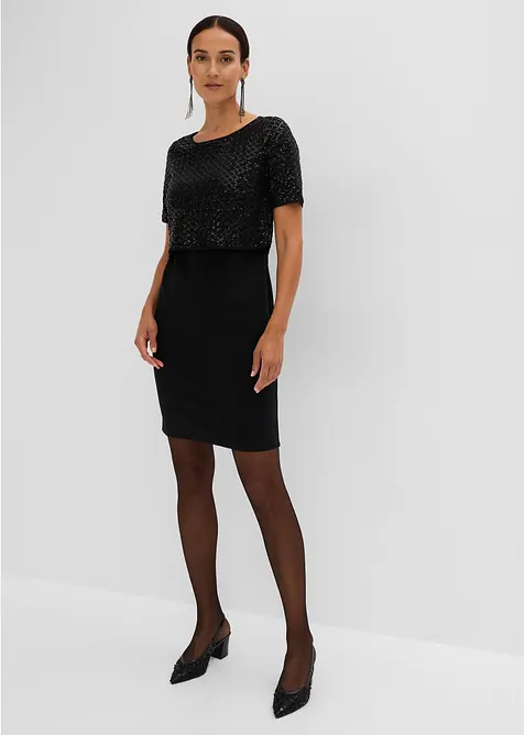 Kleid aus Punto di Roma mit Pailletten, bonprix