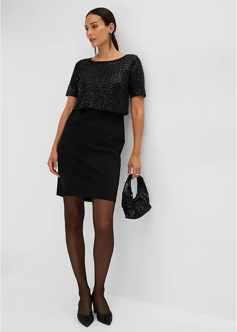 Kleid aus Punto di Roma mit Pailletten, bonprix