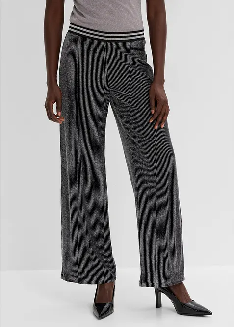 Pantalon en jersey &agrave; rayures paillett&eacute;es, bonprix