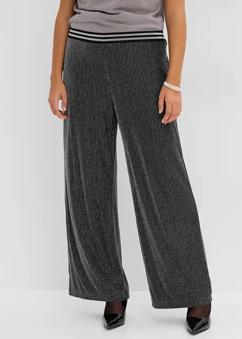 Pantalon en jersey &agrave; rayures paillett&eacute;es, bonprix