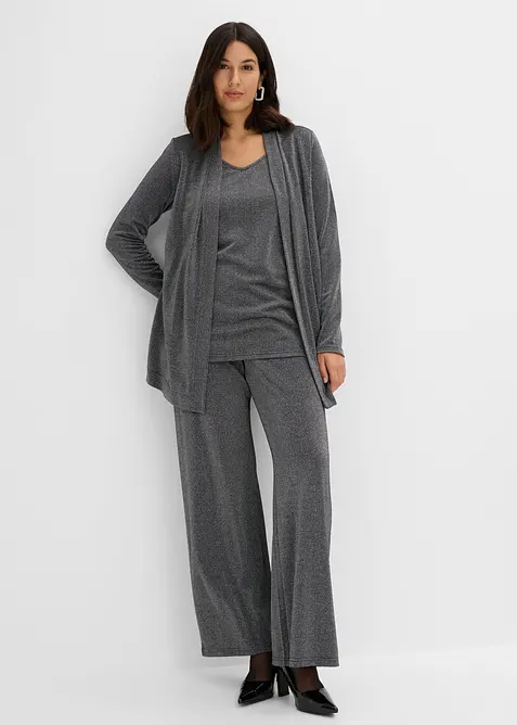 T-shirt effet superpos&eacute; et pantalon brillants (ens. 2 pces), bonprix