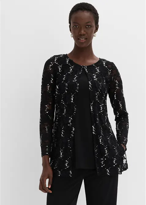Top mit Spitzenjacke und Hose (3-tlg. Set), bonprix