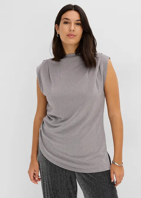 T-shirt asym&eacute;trique &agrave; effet brillant, bonprix
