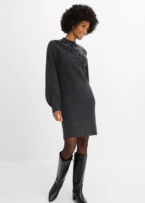 Strickkleid mit Pailletten, bonprix
