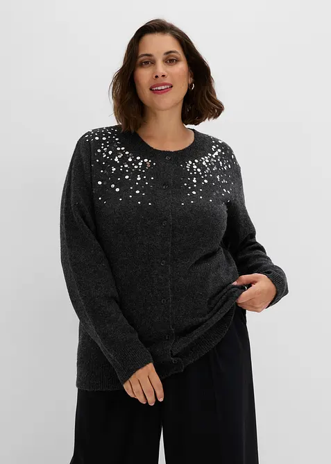 Gilet en maille avec sequins sur le haut devant, bonprix