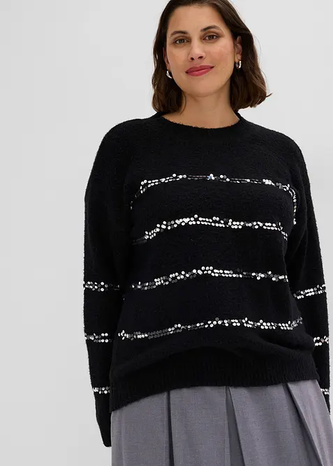 Pull en fine maille &agrave; sequins, bonprix