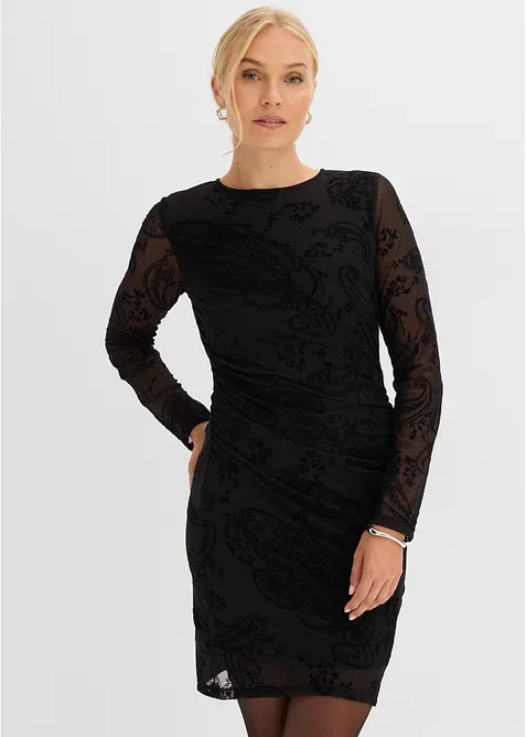 Jerseykleid aus feinem Mesh, bonprix