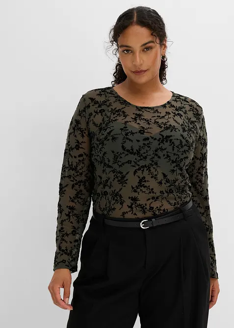 T-shirt manches longues en mesh doux, bonprix