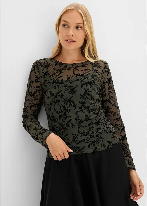 Langarmshirt aus softem Mesh, bonprix