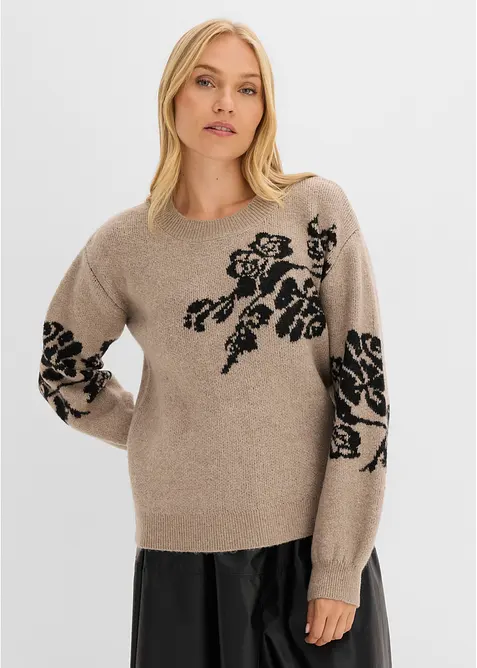 Pull en fine maille &agrave; manches ballon, bonprix