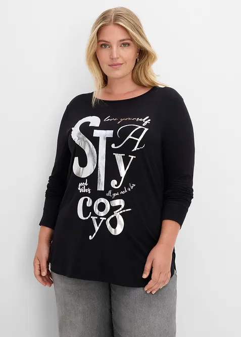 T-shirt manches longues en viscose fluide et extensible, bonprix