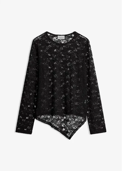 Langarmshirt aus elastischer Spitze, bonprix