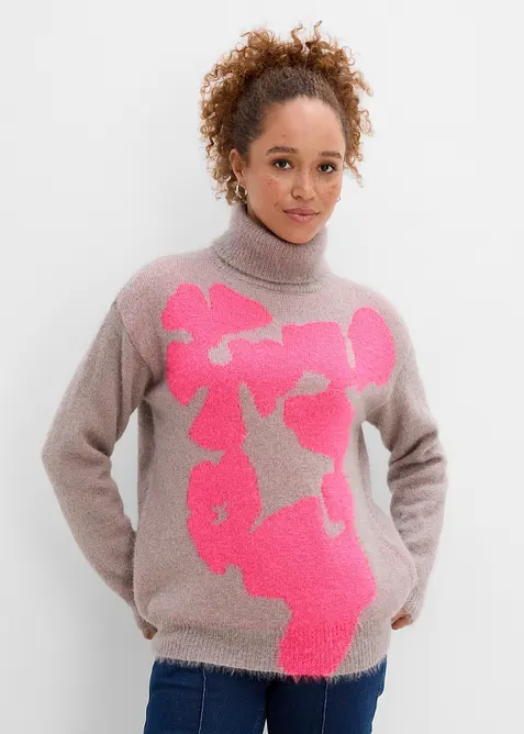 Pull ample &agrave; col roul&eacute;, bonprix