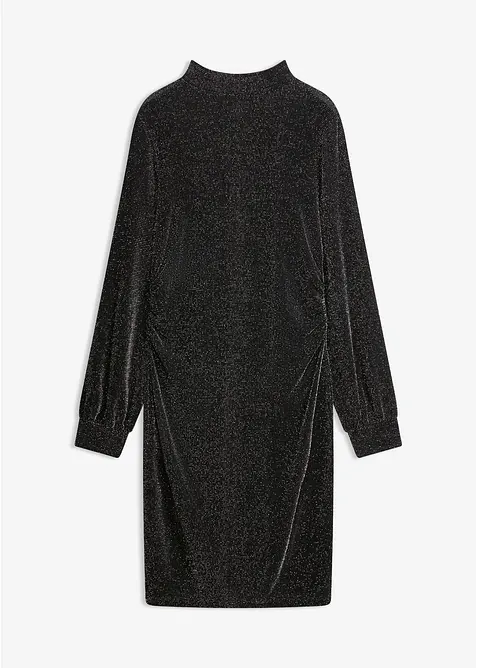 Jerseykleid mit seitlicher Raffung und Glitzer-Effekt, bonprix