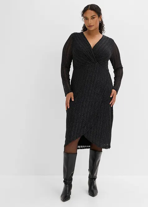 Jerseykleid in Wickeloptik mit Glitzer-Effekt, bonprix