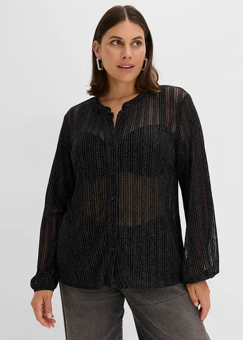 Blouse effet pliss&eacute; avec fil m&eacute;tallis&eacute;, bonprix