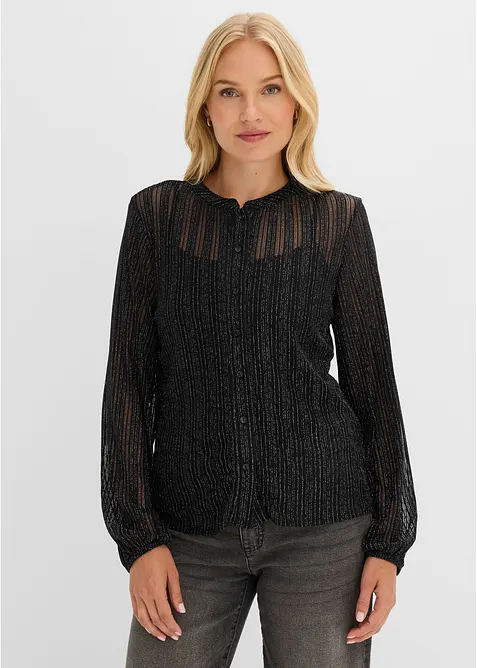 Bluse in schimmernder Plissee-Optik, bonprix