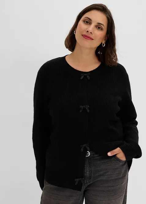 Gilet en fine maille avec n&oelig;uds, bonprix