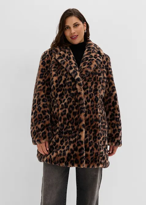 Veste en peluche &agrave; col tailleur, bonprix