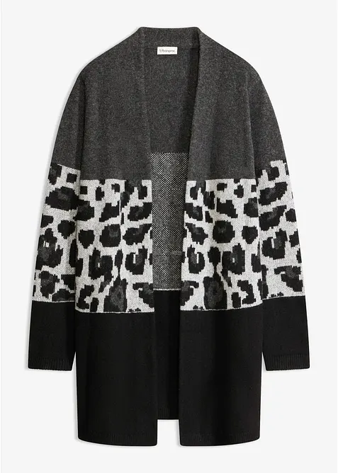 Gilet long en maille &agrave; motif jacquard, bonprix