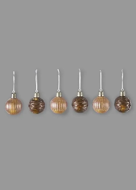 LED-H&auml;ngedeko Weihnachtskugeln (6er Pack), bonprix