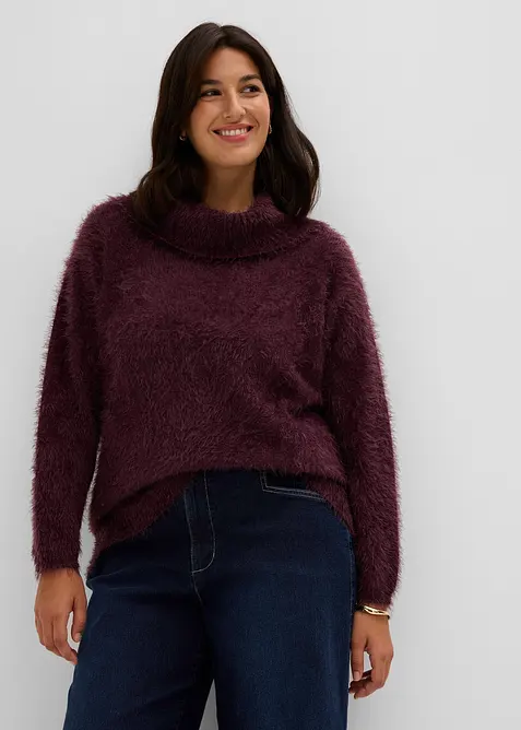 Pull col roul&eacute; en douce maille poilue, bonprix