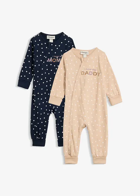 Lot de 2 grenouill&egrave;res b&eacute;b&eacute; &eacute;volutives 100% coton, bonprix