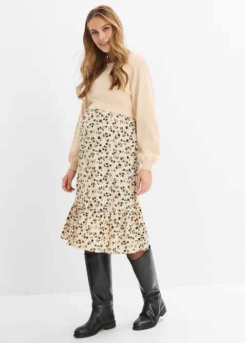 3-in-1 Umstands- und Stillkleid mit separatem Pullover (2-teiliges Set), bonprix