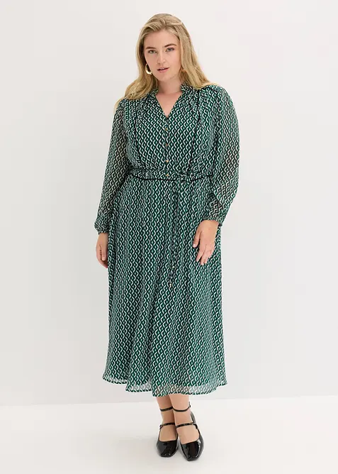 Robe en mousseline &agrave; passepoils contrastants, bonprix