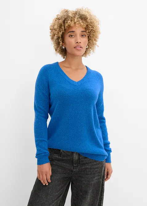 Pull en maille col V, bonprix