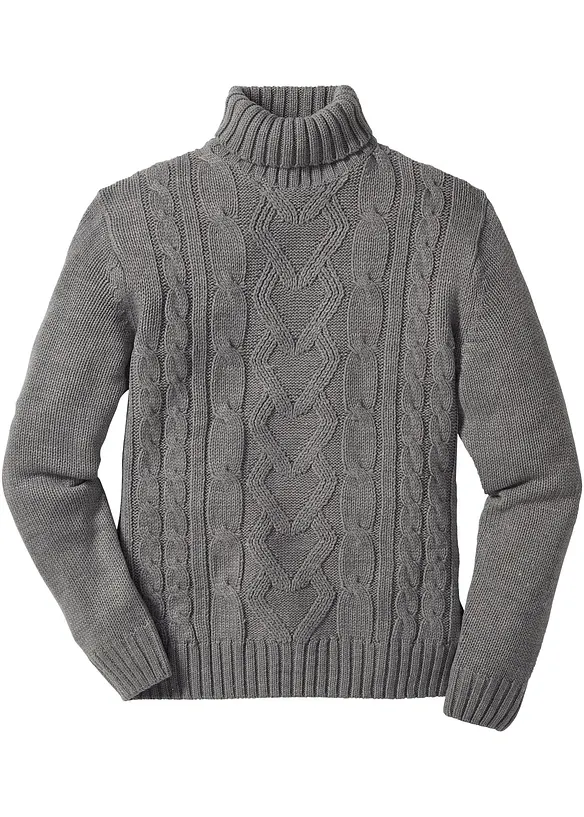 Pull col roulé en maille torsadée, bonprix