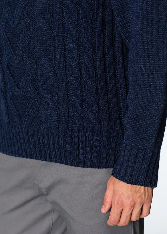 Pull col roulé en maille torsadée, bonprix