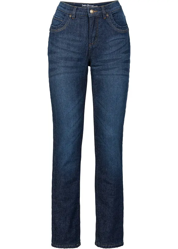Jean droit taille haute, thermique, bonprix