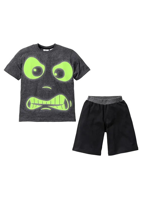 Pyjashort 100% coton (ens. 2 pces) à imprimé phosphorescent, bonprix