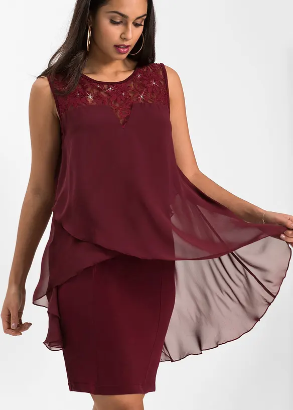 Robe en jersey et crêpe, bonprix
