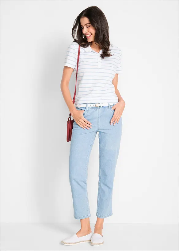 Lot de 2 pantalons 7/8 droits, taille mi-haute élastiquée, bonprix