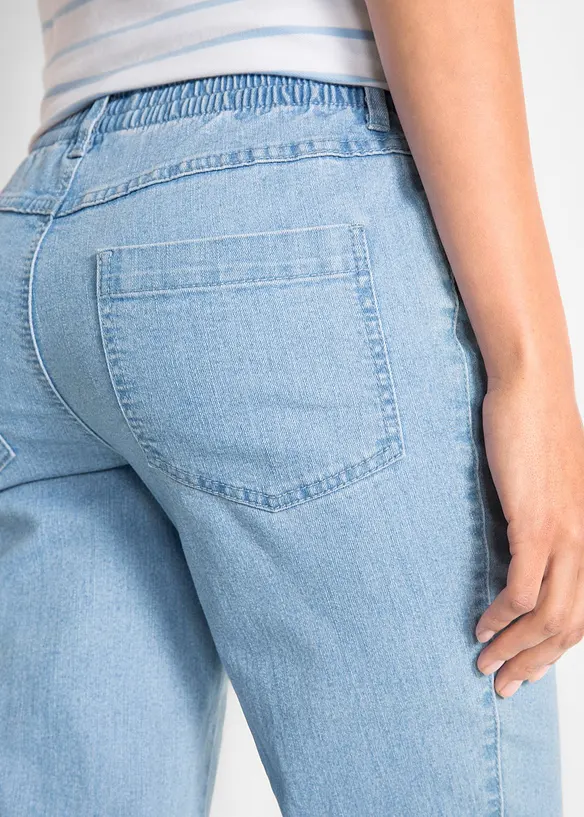 Lot de 2 pantalons 7/8 droits, taille mi-haute élastiquée, bonprix