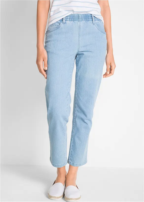 Lot de 2 pantalons 7/8 droits, taille mi-haute élastiquée, bonprix